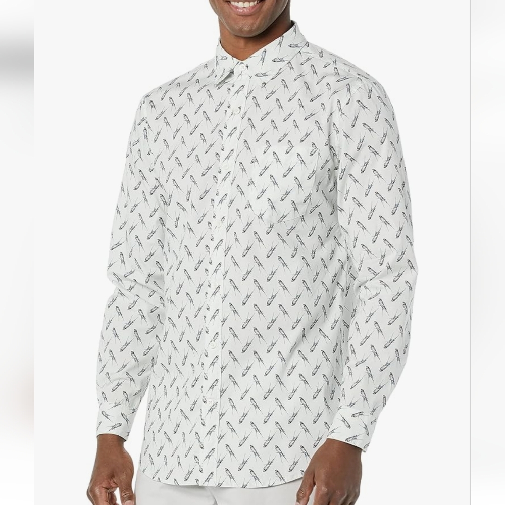 White Patterned Men's Slim Fit Poplin Shirt